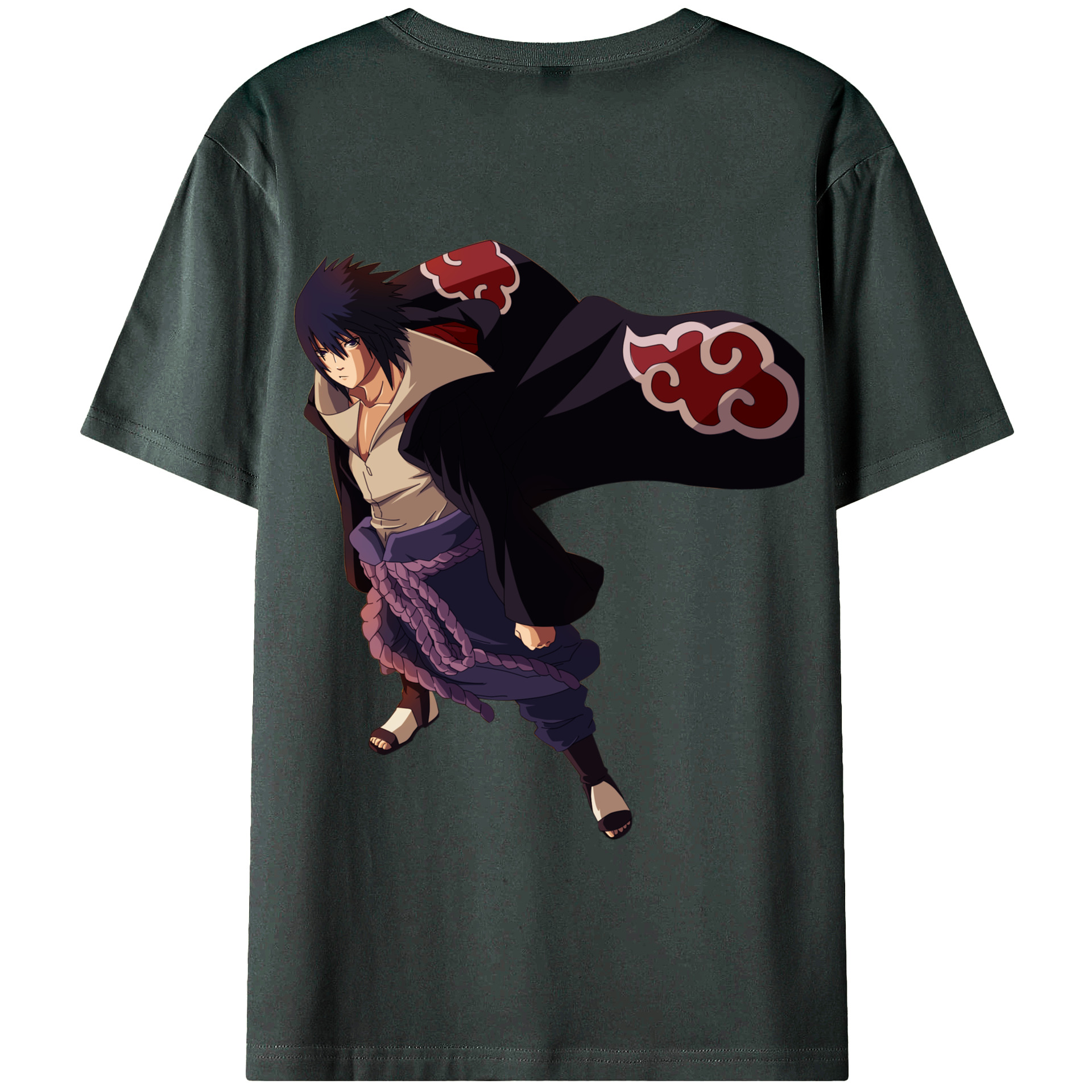 （画像用） NARUTO -ナルト- うちは サスケ Uchiha Sasuke 綿100％ メンズ半袖Tシャツ（バックプリント） 通気性